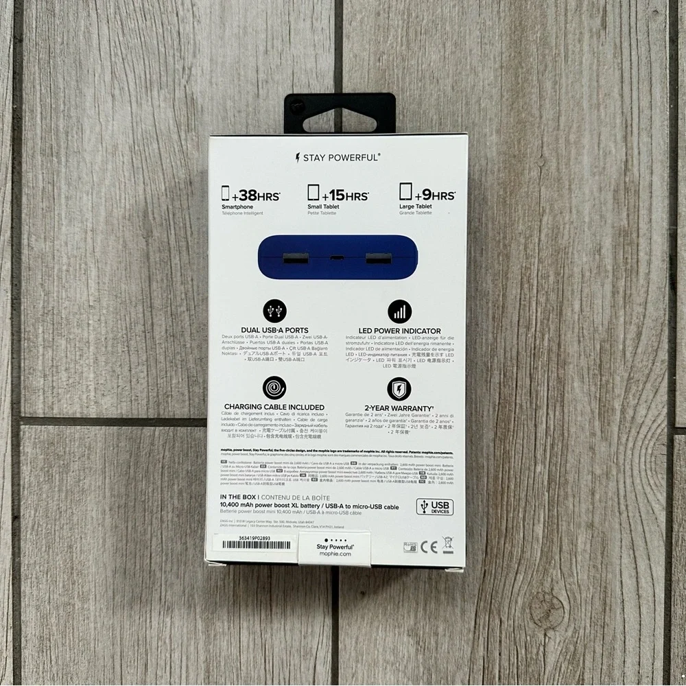 mophie Power Boost XL 10,400 mAh Portable Battery - Blue
